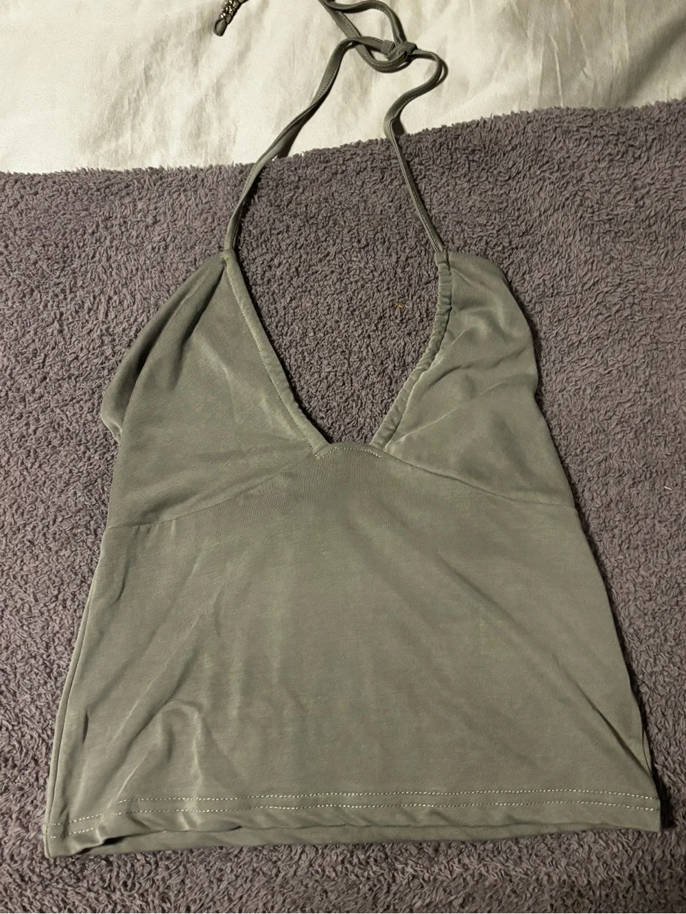 Grey halter cropped top with beads